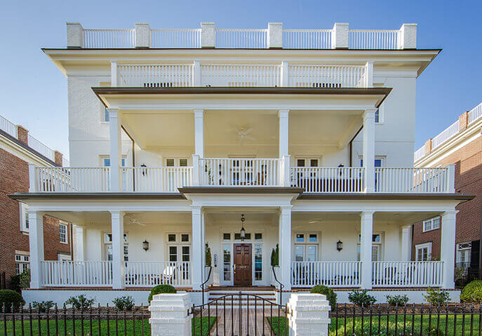 Fairview Row, Boutique Condominium, by Beacon Street, Front Elevation, Brick with Black Shutters, Traditional, Classical Design