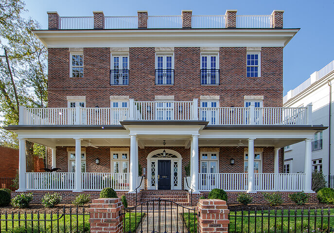 Fairview Row, Boutique Condominium, by Beacon Street, Front Elevation, Brick with Black Shutters, Traditional, Classical Design