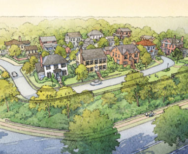 Caswell Heights Aerial Rendering, A Beacon Street Neighborhood in Historic Hayes Barton 
