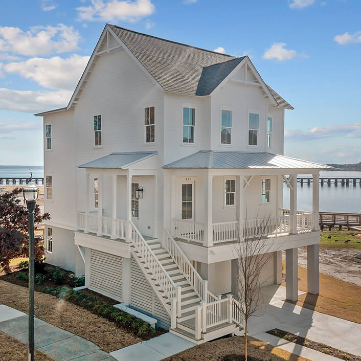 Moss Landing waterfront new home elevation by Historical Concepts, Low Country Style, The Banks
