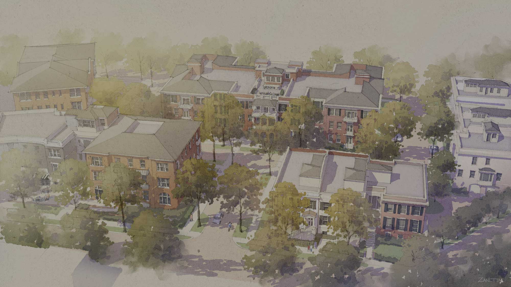 Birney Park Neighborhood Aerial Rendering
